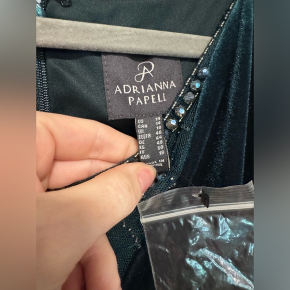 Adrianna Papell Women's Beaded Velvet Mermaid Gown hunter green size 14 NWT - Picture 13 of 16